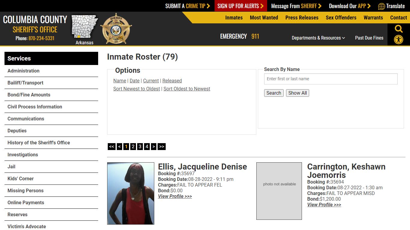 Inmate Roster (64) - Columbia County Sheriff AR